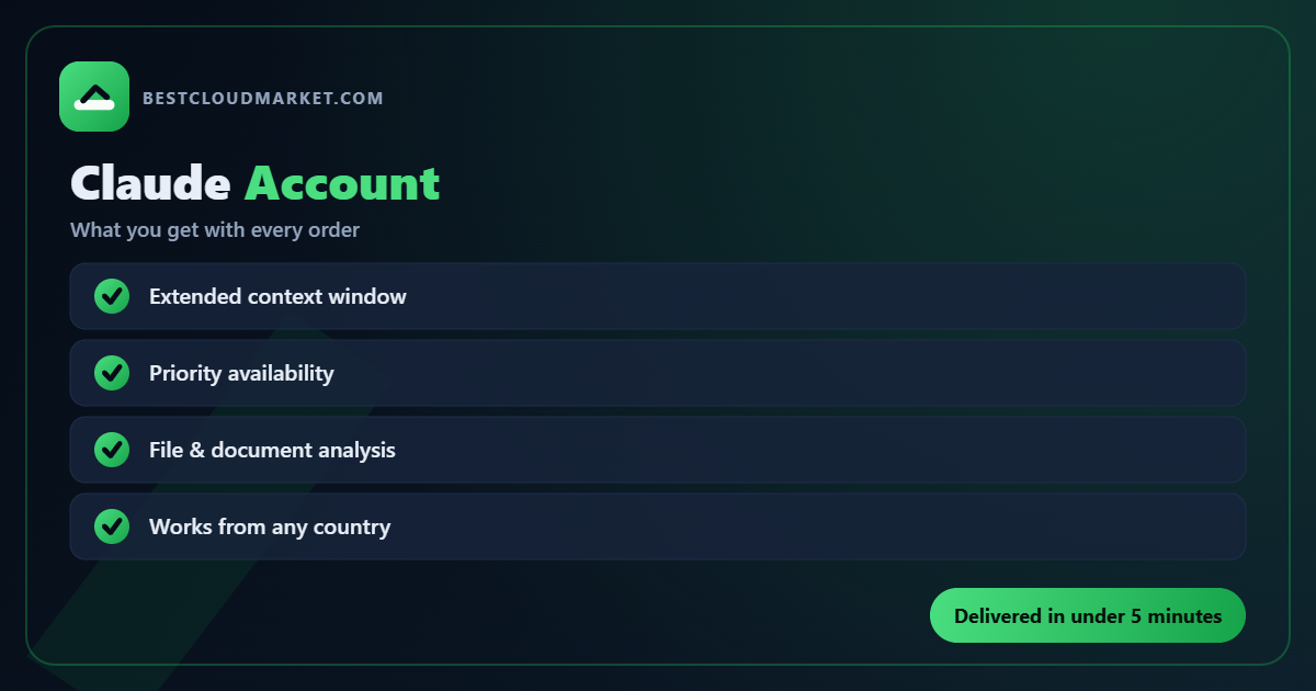 Buy Claude Account — what you get with every order from BestCloudMarket
