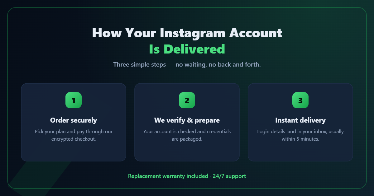 How your Instagram account is delivered — order, verify, instant delivery