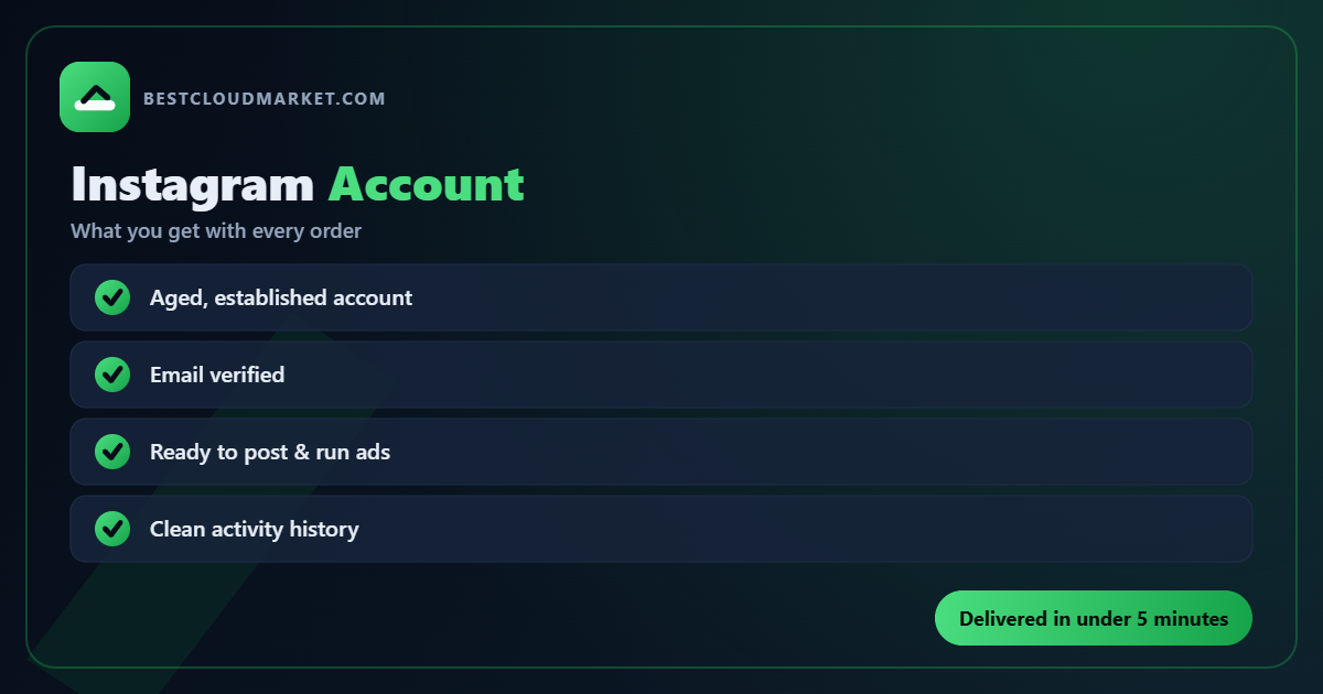 Buy Instagram Account — what you get with every order from BestCloudMarket