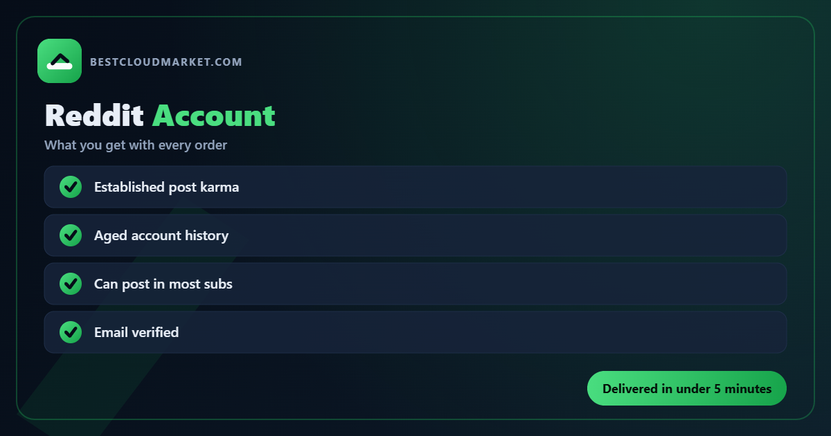 Buy Reddit Account — what you get with every order from BestCloudMarket